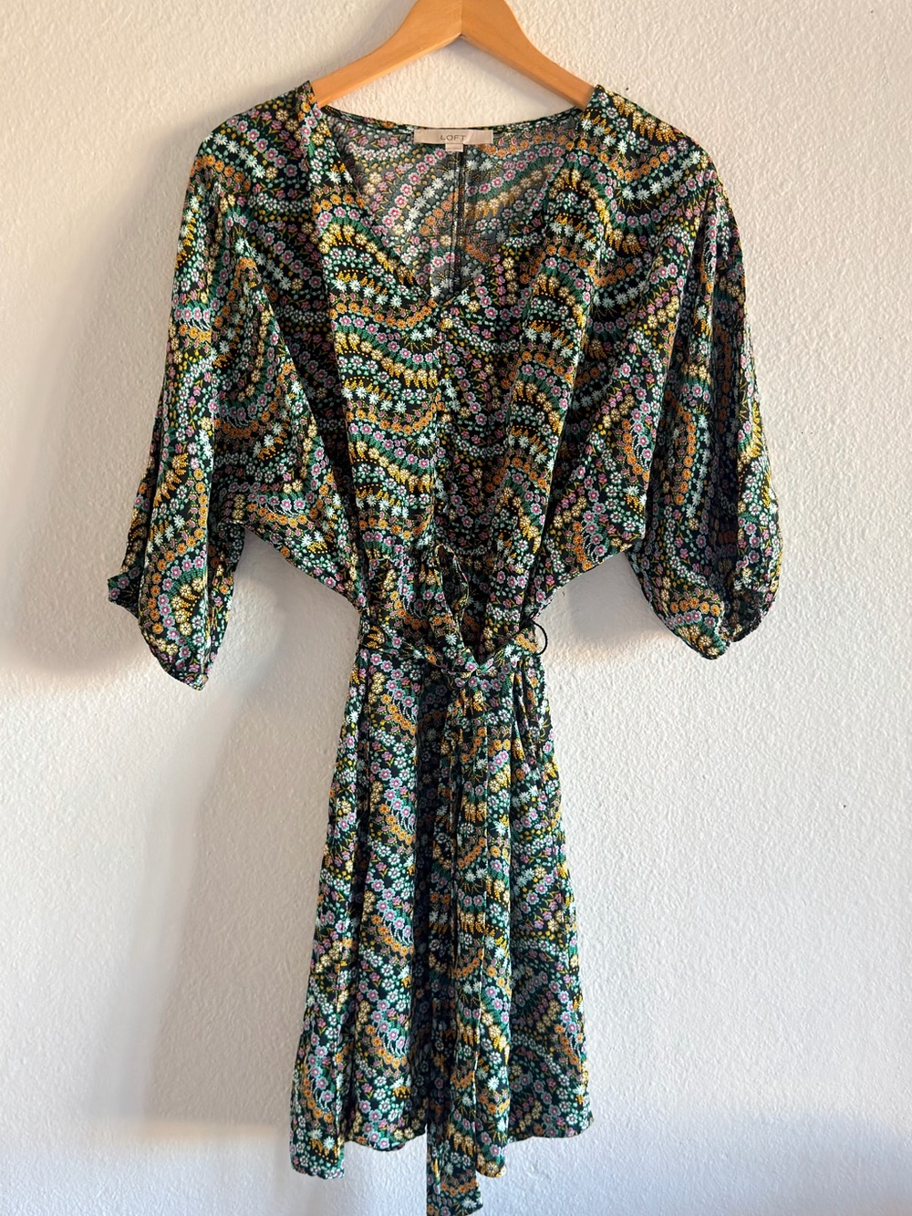 LOFT Green Multi Floral Short Dress
